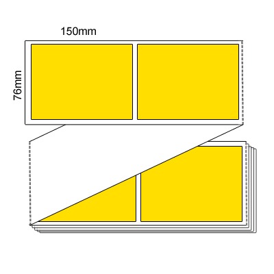 76 by 150 mm yellow label, 4,000 per roll, printed with a ribbon.