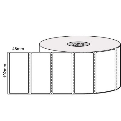 102 by 48 mm white label, 1,000 per roll, no ribbon needed.
