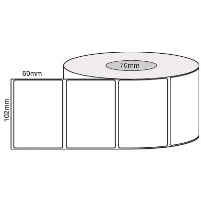 102 by 60 mm white label, 2,000 per roll, no ribbon needed.