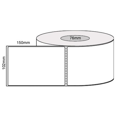 102 by 150 mm white label, 1,000 per roll, printed with a ribbon.